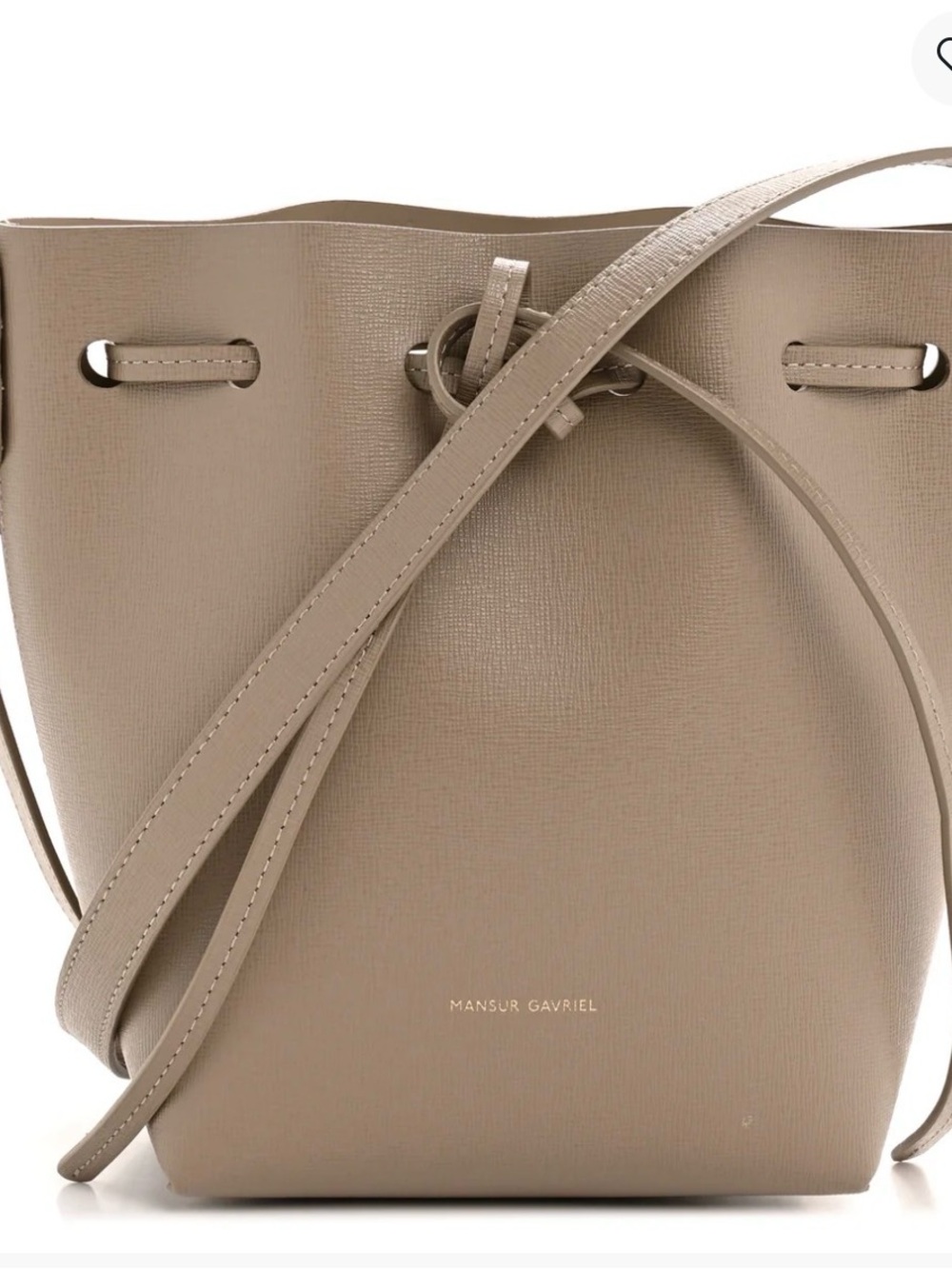 Mansur Gavriel Taupe Drawstring Bucket Crossbody Bag